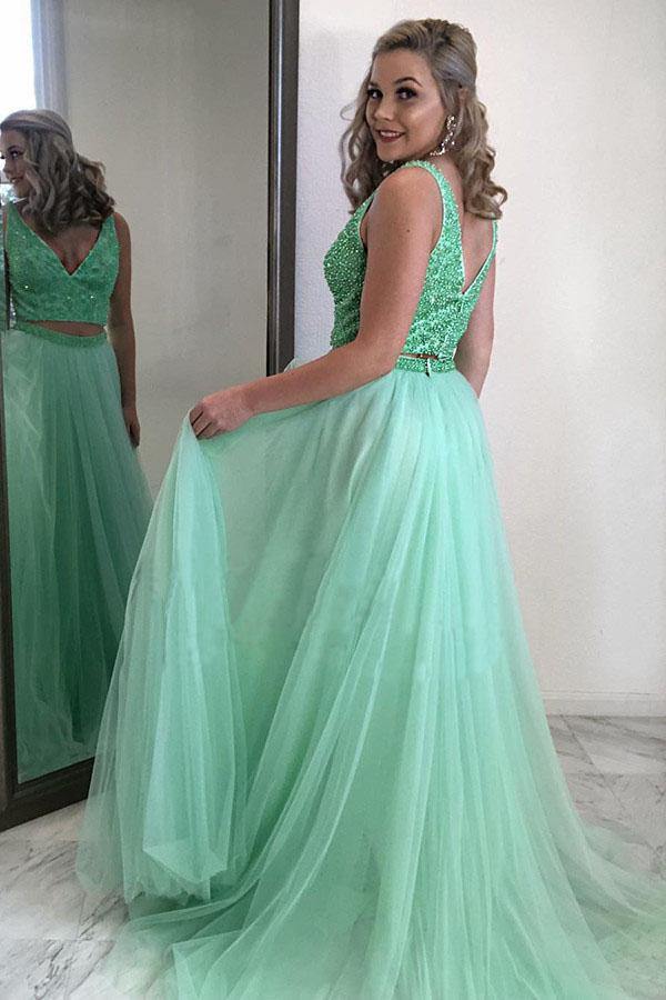 Light green ball outlet gown