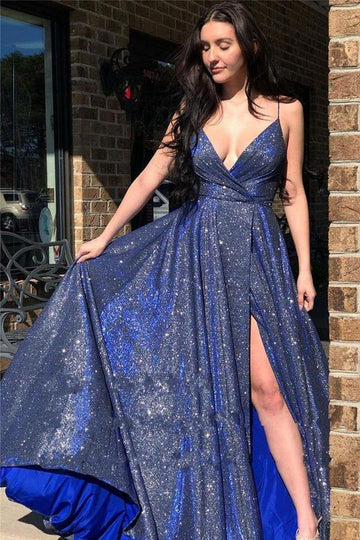 Straps V Neck Royal BLue Prom Dress JTA2201