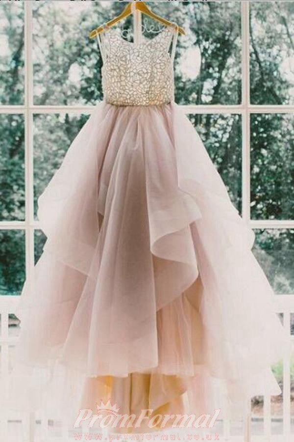 Rose gold high shop low prom dress