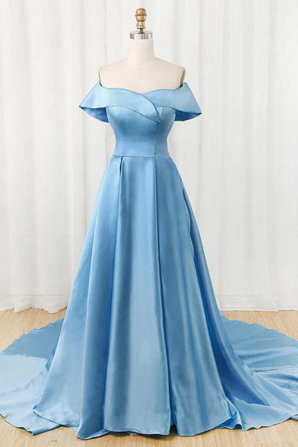 Light blue off outlet shoulder gown