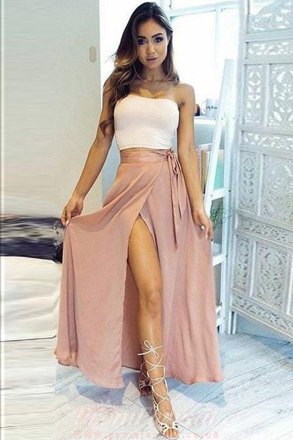 Two piece chiffon prom on sale dress