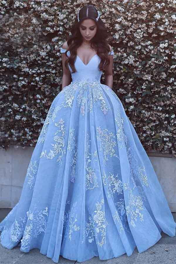 Sky blue best sale ball gowns