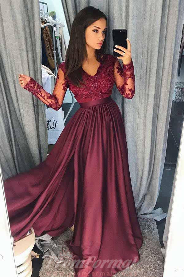 Maroon full 2025 length dress