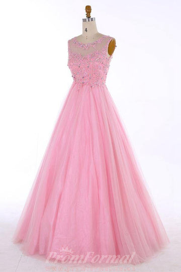 Princess Pink Prom Dress With Beading Appliques JTA7041