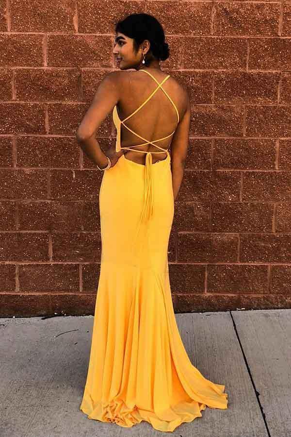 Mustard yellow cheap evening dress