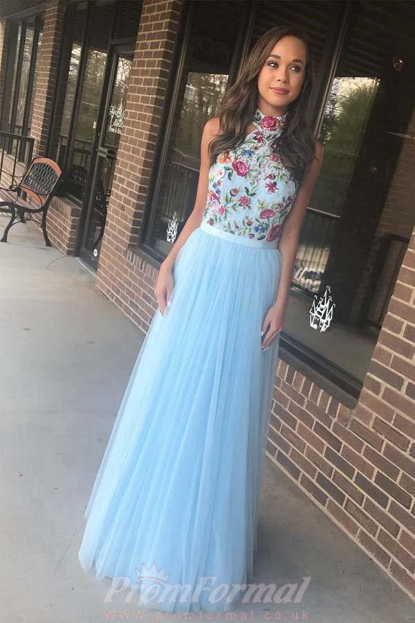 Sky blue flowy on sale dress