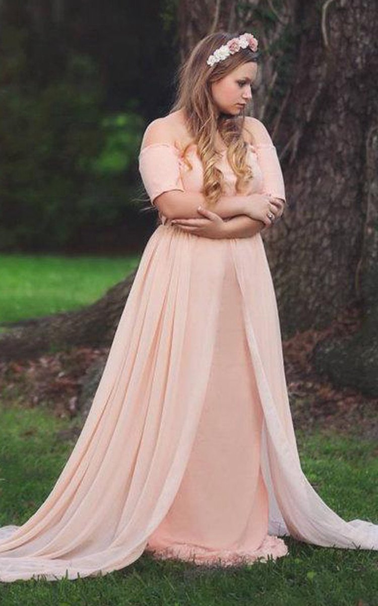 Off the shoulder sale plus size bridesmaid dress