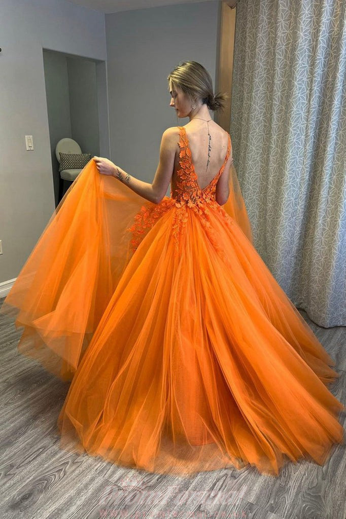 Orange and white prom on sale dresses