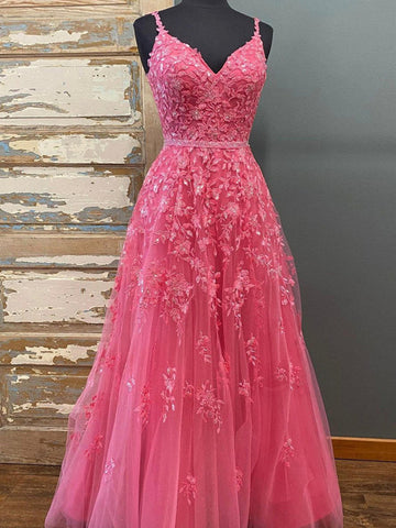 Watermelon Lace Formal Graduation Dress REALS051