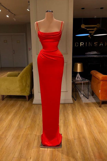 Red Straps Sheath Evening Dress REALS186