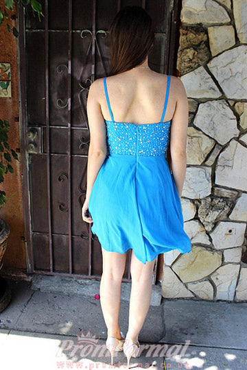 Blue Straps Teen Short Prom Dress SHORT014