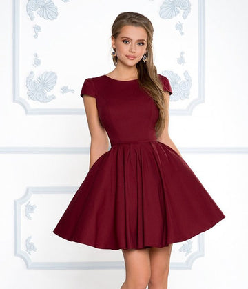 Junior Short Dark Burgundy Prom Dress SHORT082