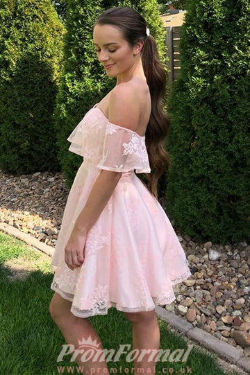 Junior Short Pink Lace Prom Dress SHORT100