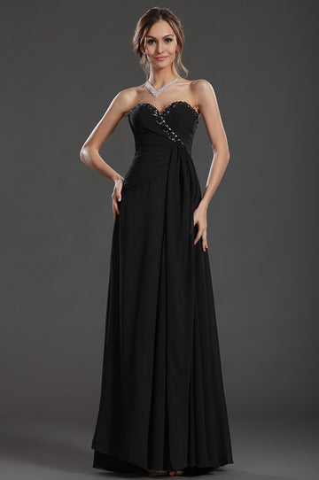 Black Chiffon A-line Sweetheart Bridesmaid Formal Dress(BDJT1315)