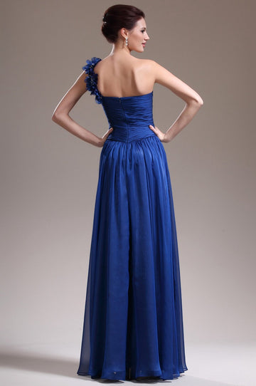 Royal Blue 100D Chiffon A-line One Shoulder Bridesmaid Formal Dress(BDJT1388)