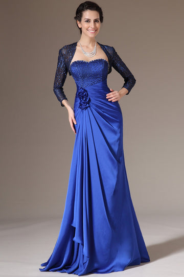 Royal Blue Chiffon And Lace Trumpet/Mermaid Sweetheart 3/4 Length Sleeve Mother Bridesmaid Formal Dress(BDJT1392)