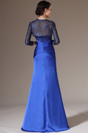 Royal Blue Chiffon And Lace Trumpet/Mermaid Sweetheart 3/4 Length Sleeve Mother Bridesmaid Formal Dress(BDJT1392)