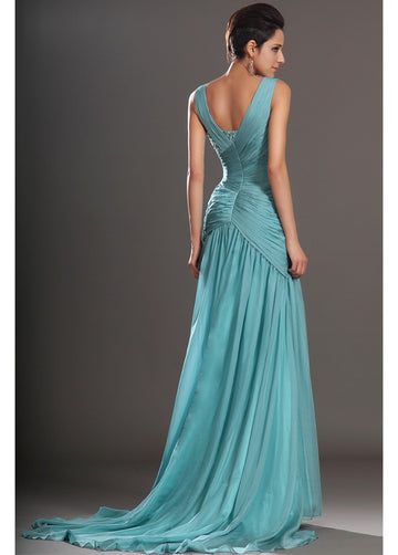 Blue 100D Chiffon Trumpet/Mermaid Straps Mother Bridesmaid Formal Dress(BDJT1429)