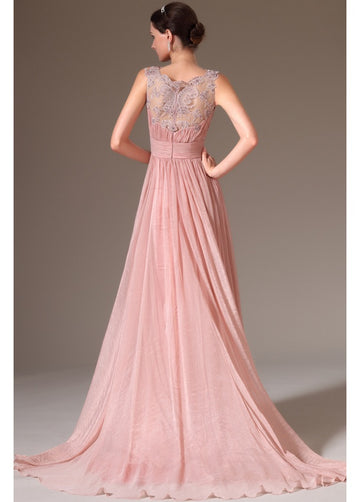 Pink Velvet Chiffon A-line V-neck Mother Bridesmaid Formal Dress(BDJT1432)